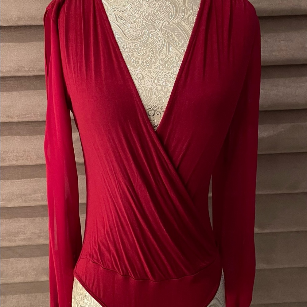 BEBE burgundy red bodysuit XS